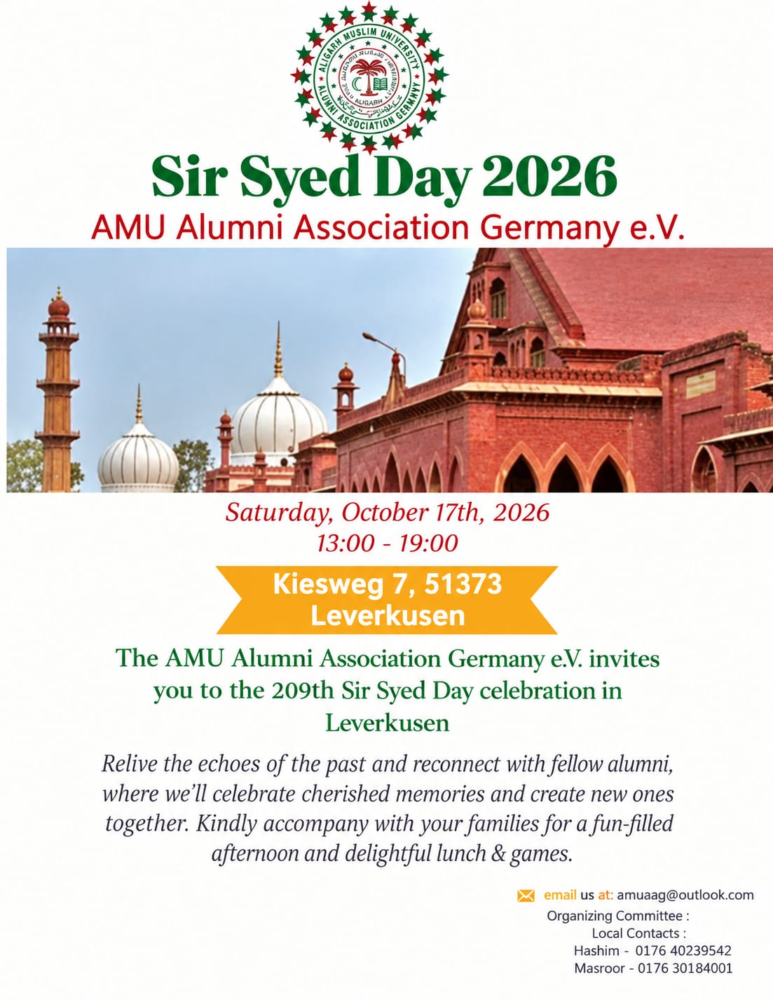 Event flyer — Sir Syed Day 2026
